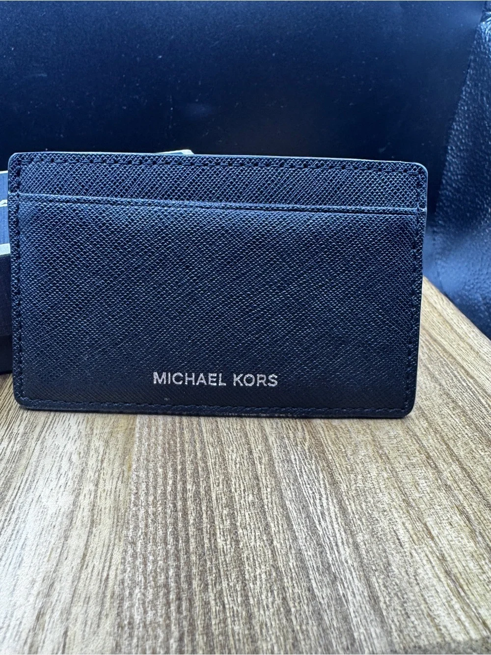 Michael Kors Black Saffiano Leather Slim Card Case w/Box